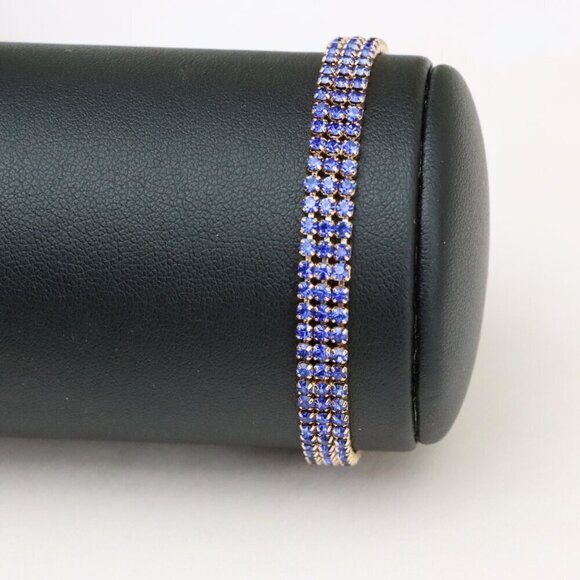 "Rose Gold Wide Bracelet with Blue Stones, XPBL0785 - Picture 2 of 12